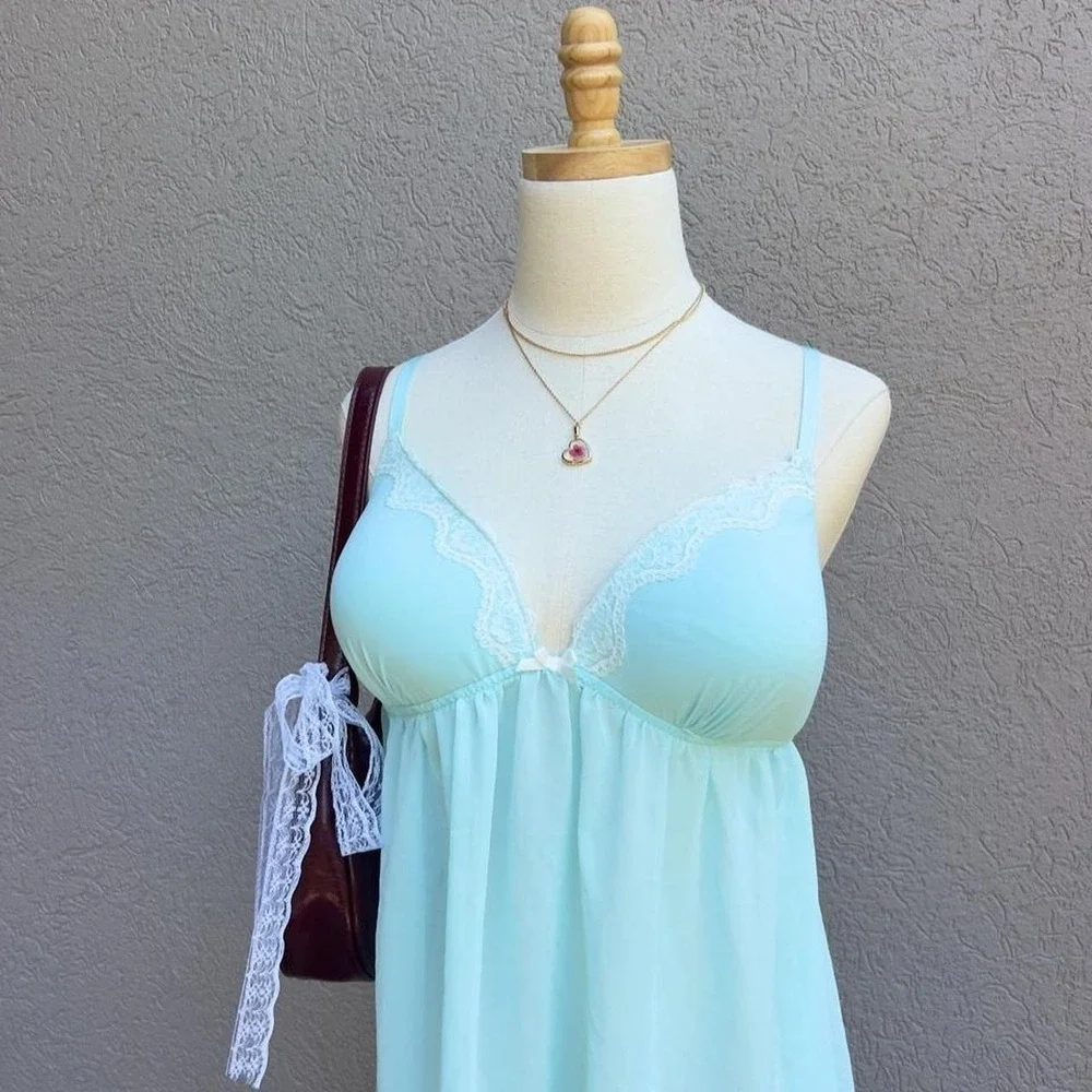 Turquoise Blue Babydoll Slip Chemise Lingerie Nightie Size XL Mermaid Fairy